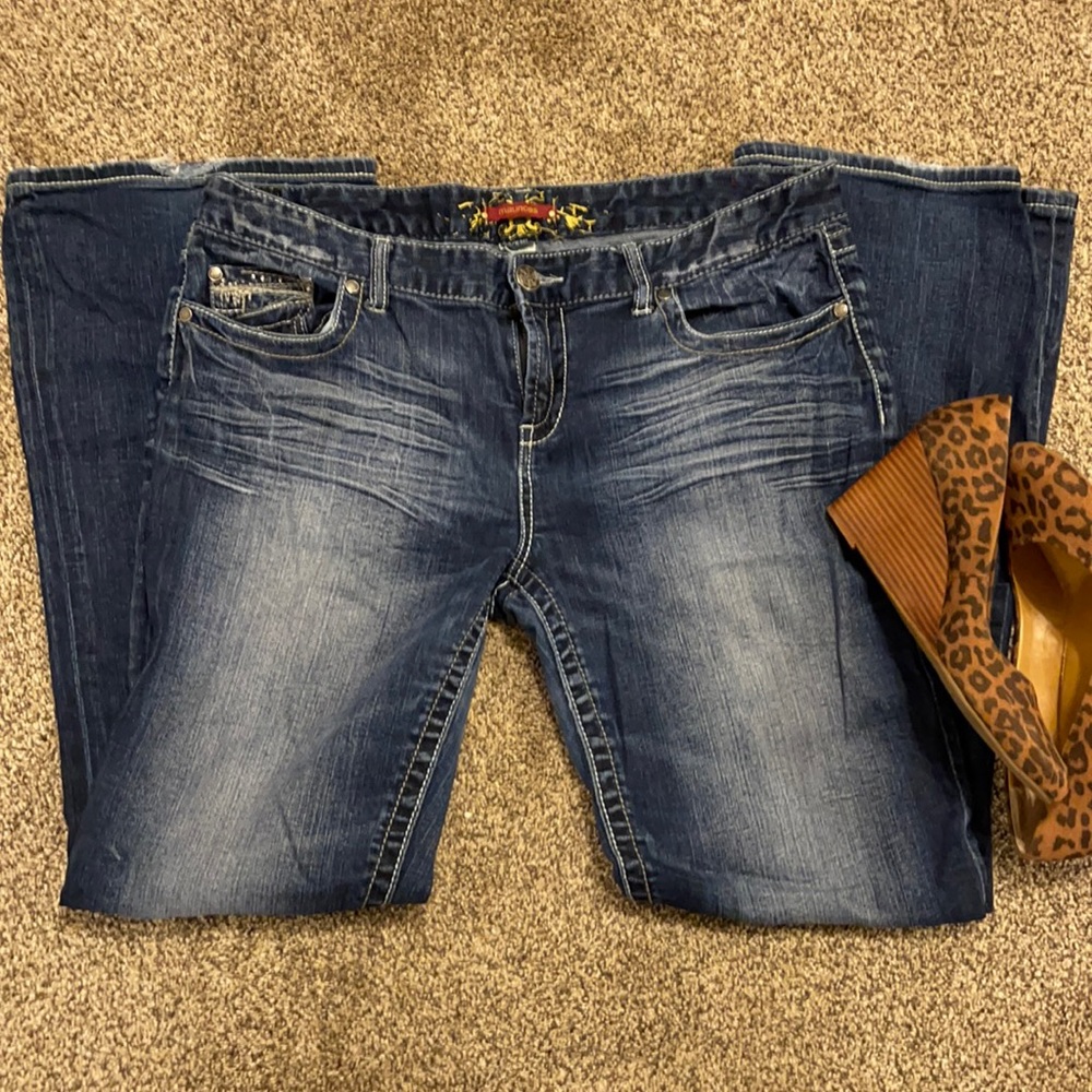 Distressed/bedazzled Maurices Boot Cut